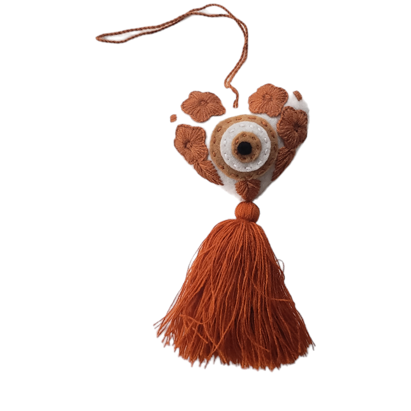 Evil Eye Embroidered Heart Ornament