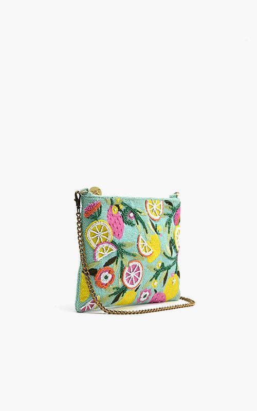 Hand beaded Citrus Blueberry Infusion Clutch