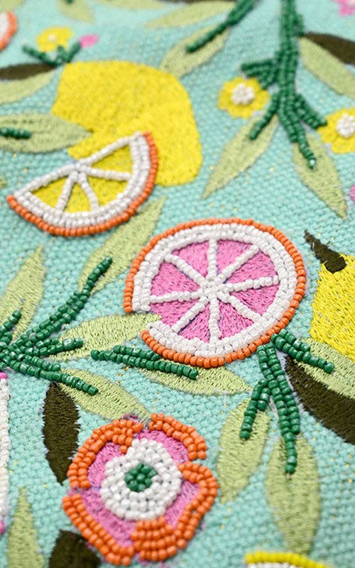 Hand beaded Citrus Blueberry Infusion Clutch