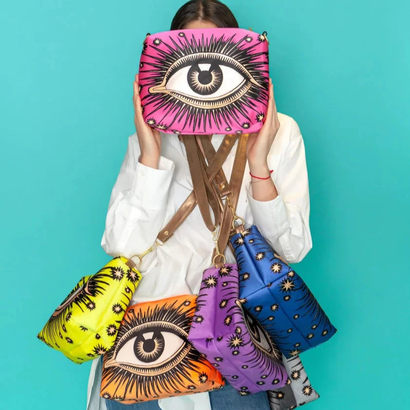 The velvet evil eye bag *pre-order* in Watermelon - Las Ofrendas