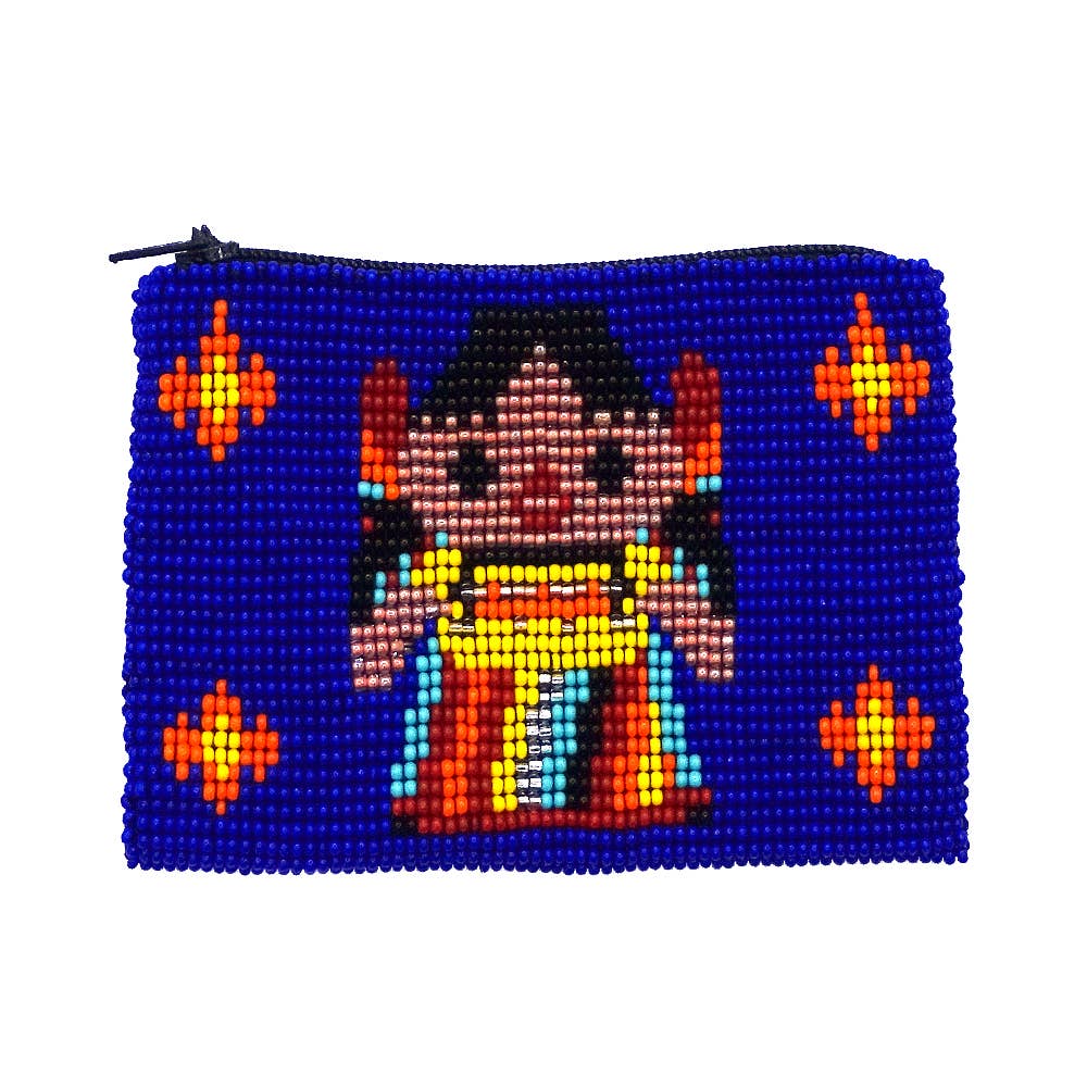 Beaded Worry Doll Seed Bead Coin Purse Pouch - Las Ofrendas