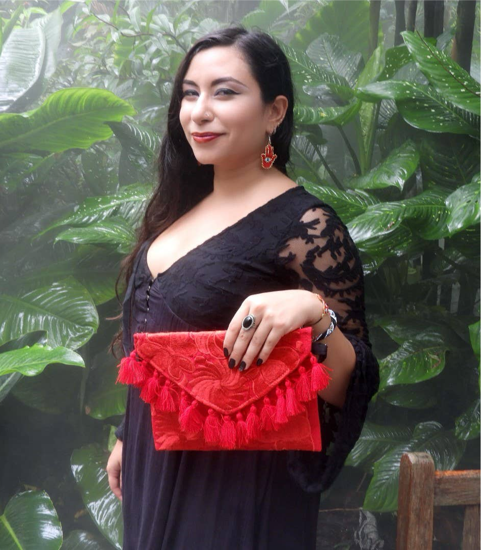 Embroidered Floral Fringe Envelope Sonia Purse Crossbody Bag