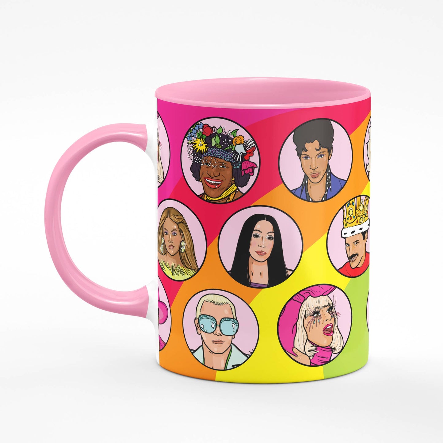 Queer Icons & Supporters Pink Mug - Las Ofrendas