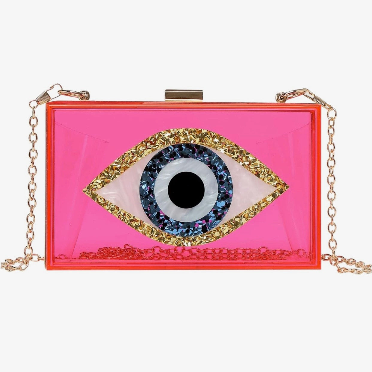 Acrylic eye crossbody clutch - Las Ofrendas
