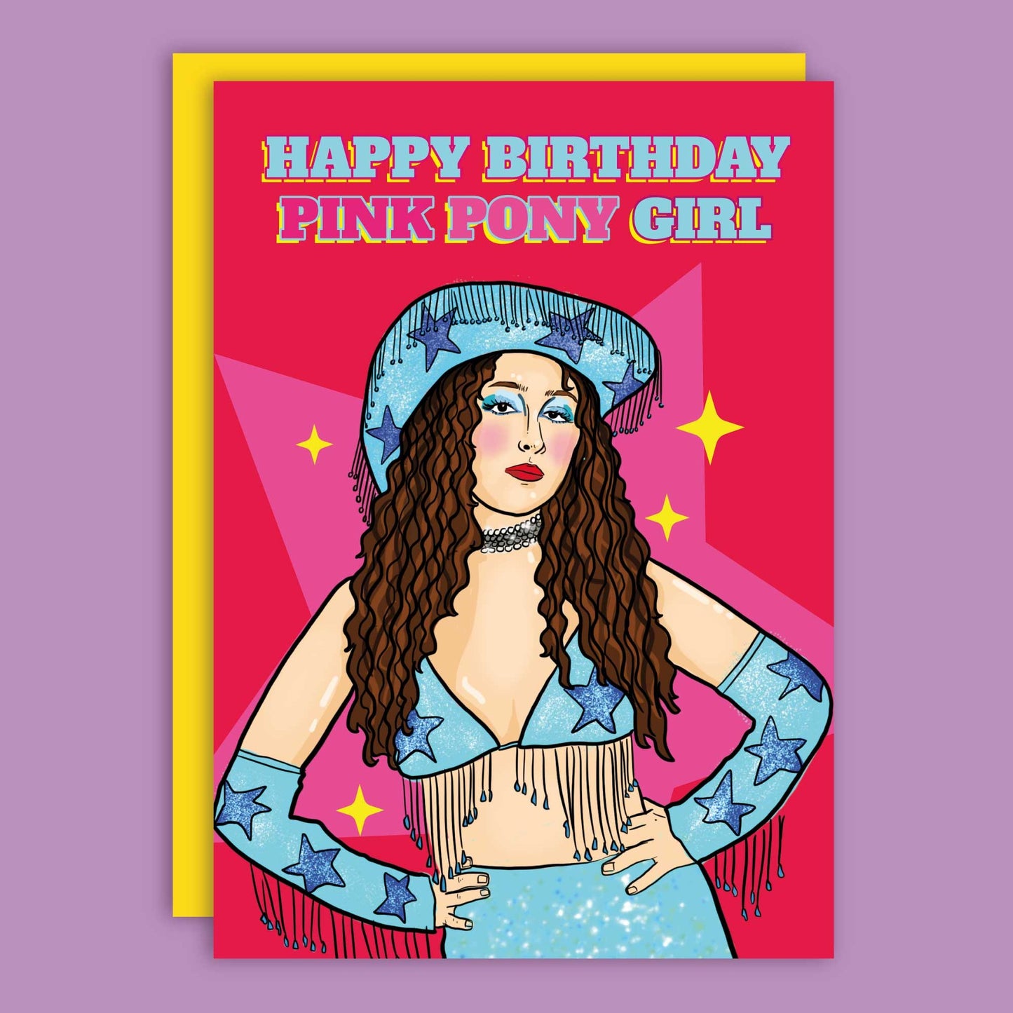 red and pink Chappell Roan Pink Pony Birthday card