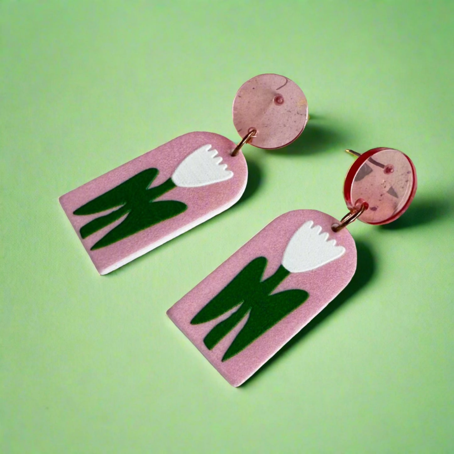 3d printed acrylic pink earrings