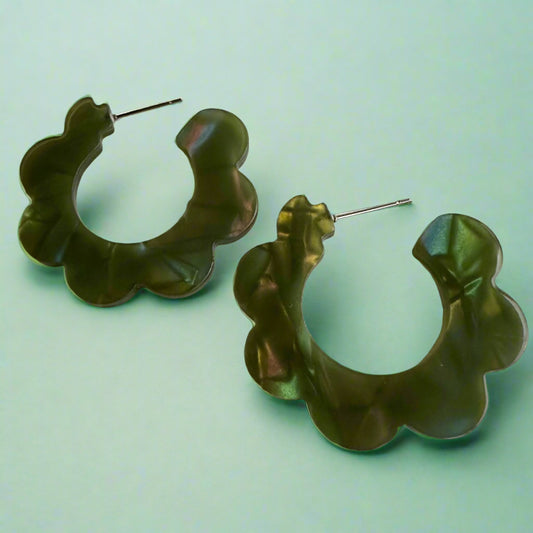 Jade Opalescent Flower Shaped Earrings