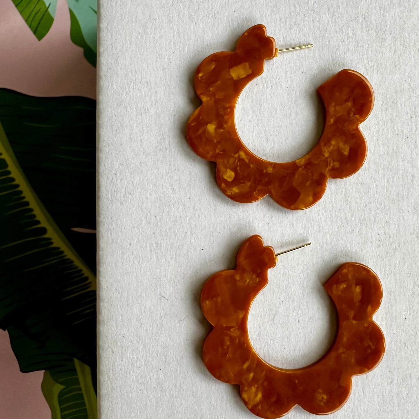 scalloped amber hoops