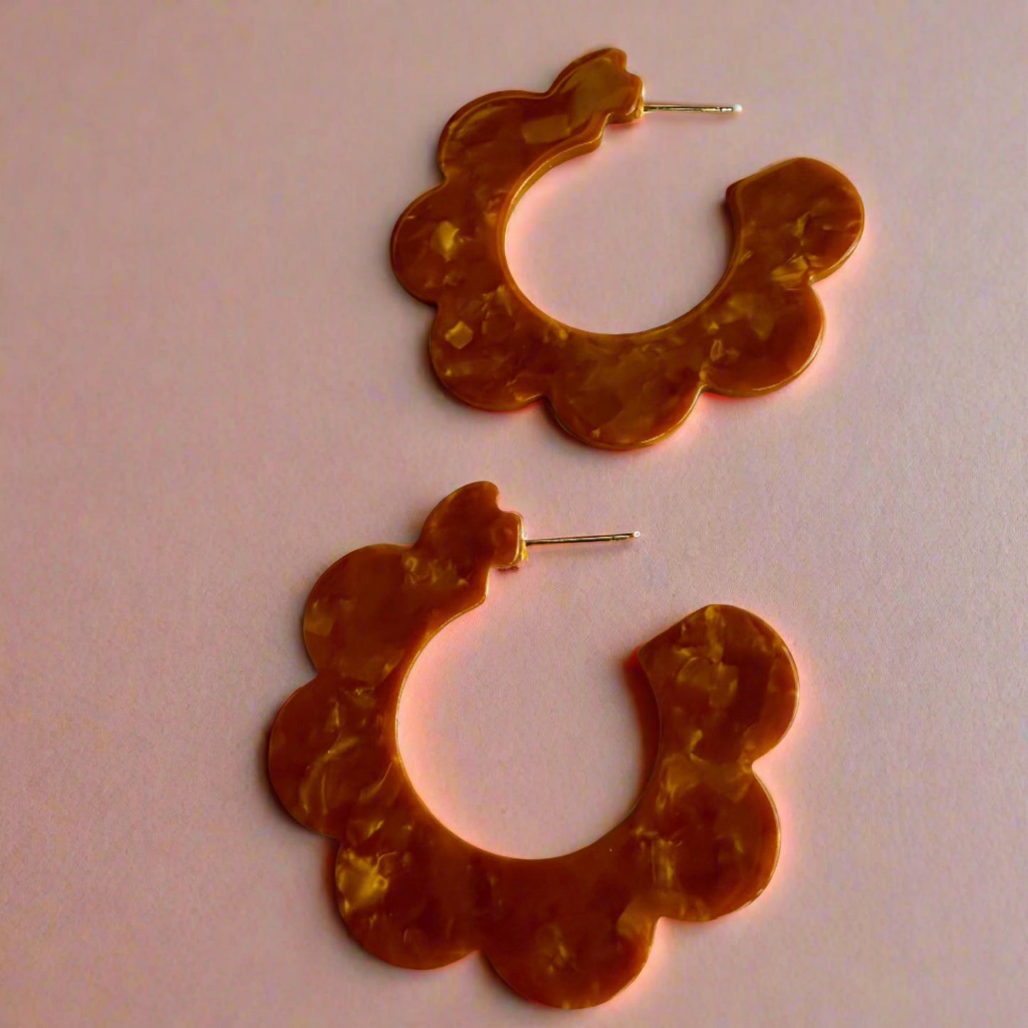 scalloped amber hoops
