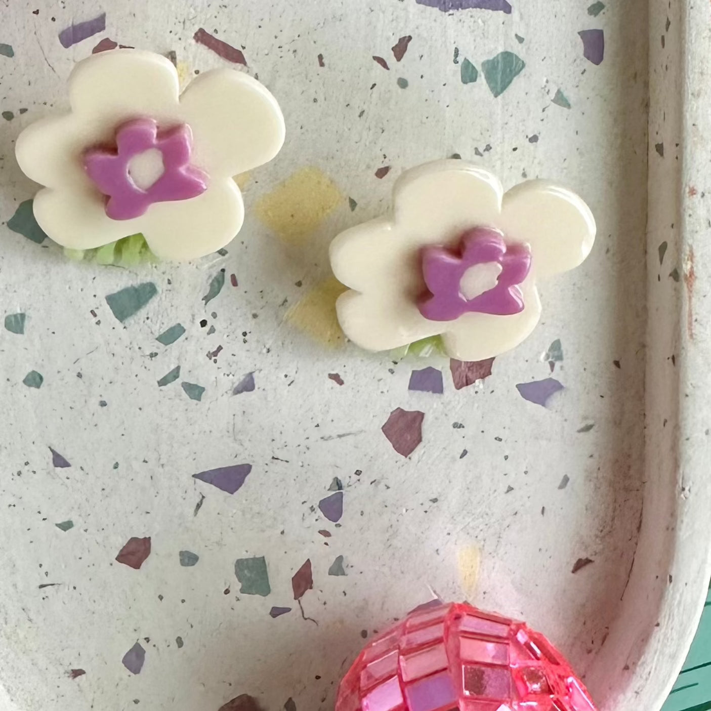 White and Purple Flower Earringswhite lilac stud earrings