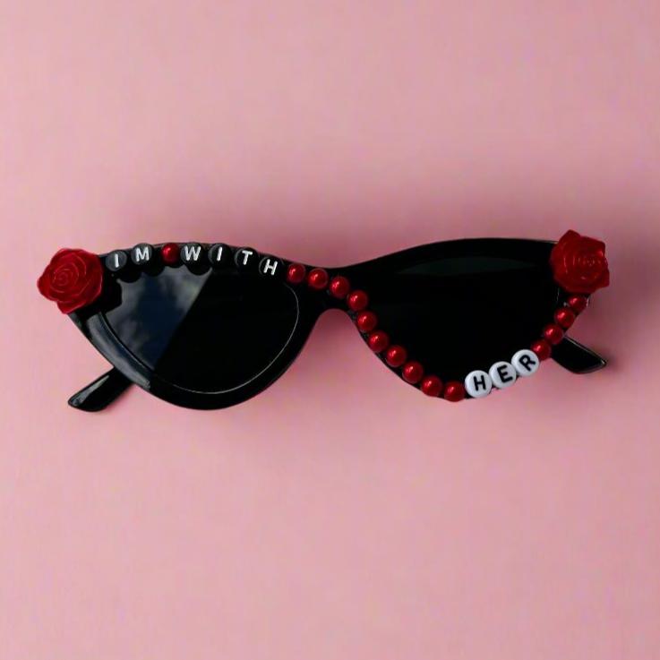 I'm with her word sunglasses with red roses taylor swift inspired