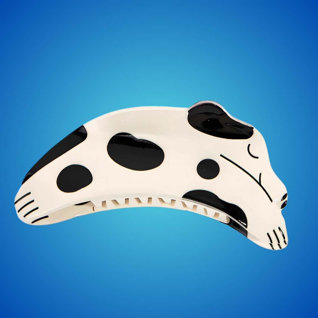 white and black hair claw