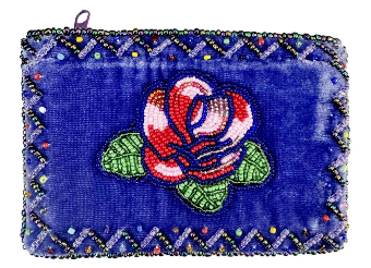 Rose Pattern Rectangle Velvet Coin Purse