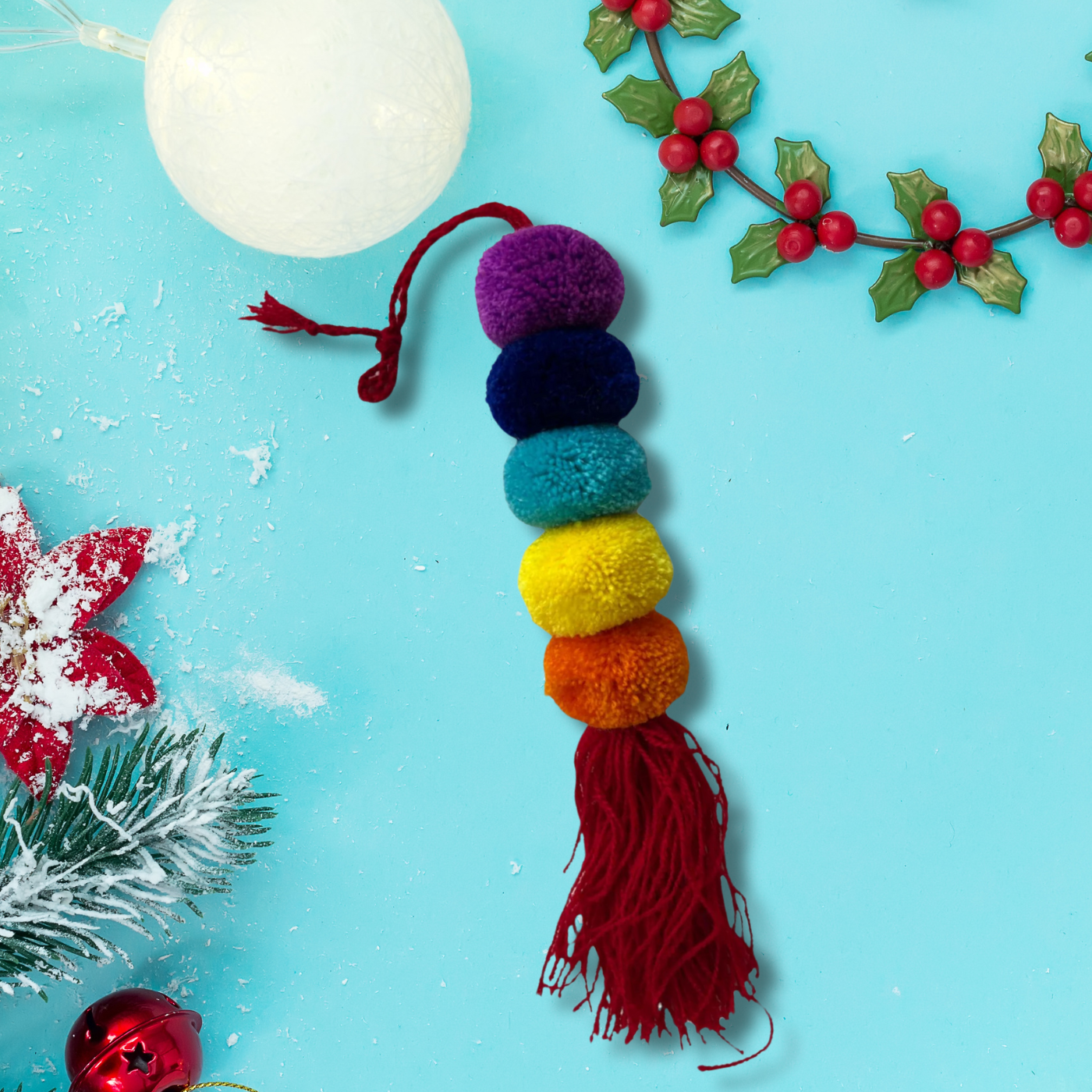 Rainbow Pom Pom Tassel - Las Ofrendas