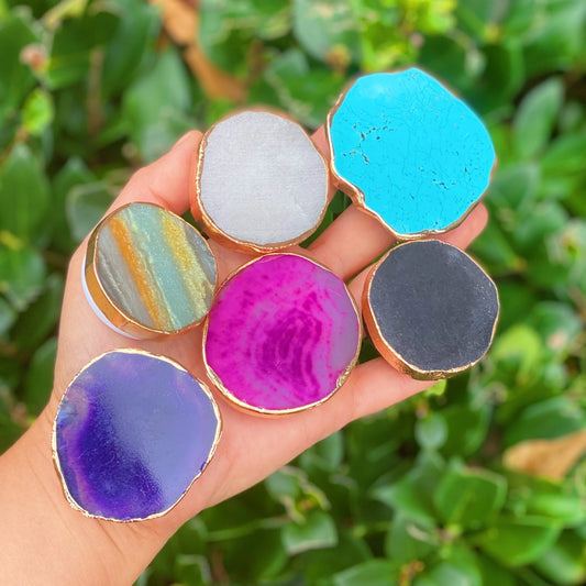 Golden Edge - FUCHIA - Natural Stone Phone Grip - Las Ofrendas