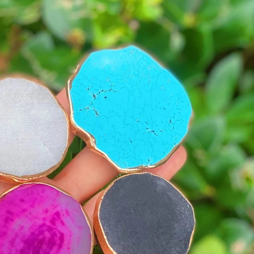 Golden Edge Turquoise Natural Stone Phone Grip