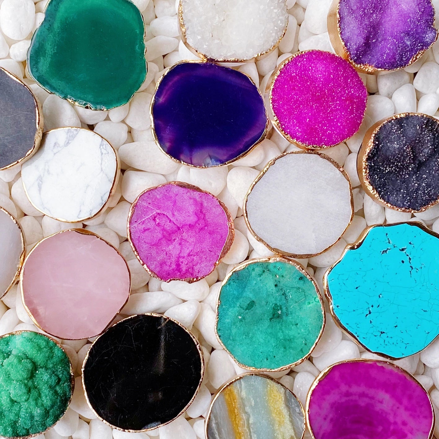 Golden Edge - GREEN DRUZY - Natural Stone Phone Grip