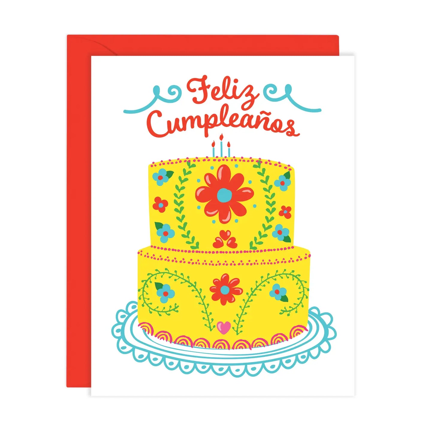 Mexican Embroidery Cake - Feliz Cumpleaños Card (A2) - Las Ofrendas