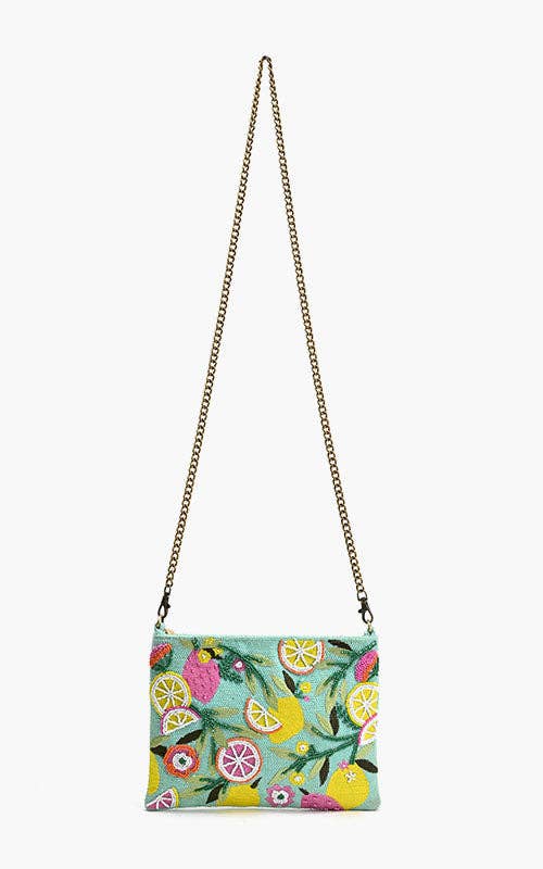 Hand beaded Citrus Blueberry Infusion Clutch