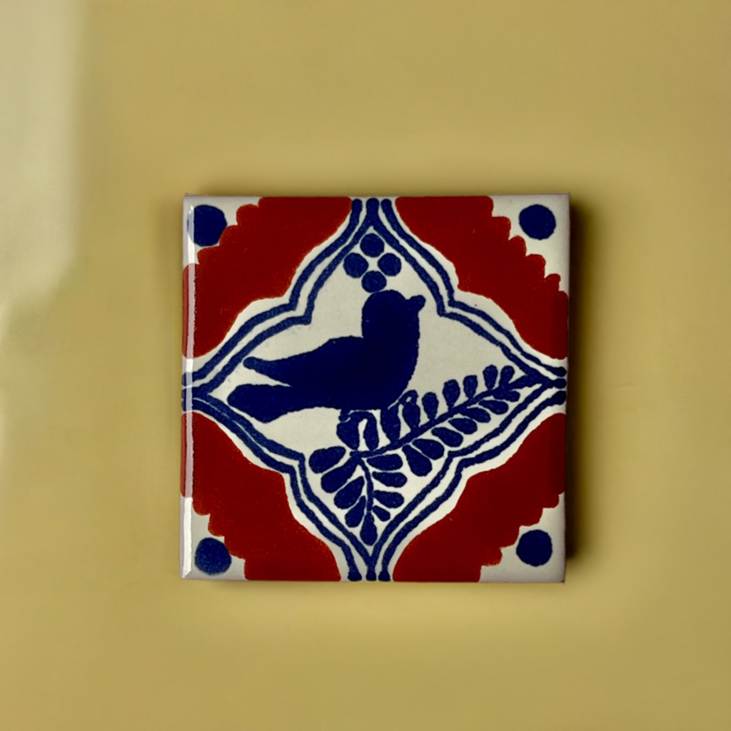 1.25” hand painted Bird Spanish Tile Magnet - Las Ofrendas
