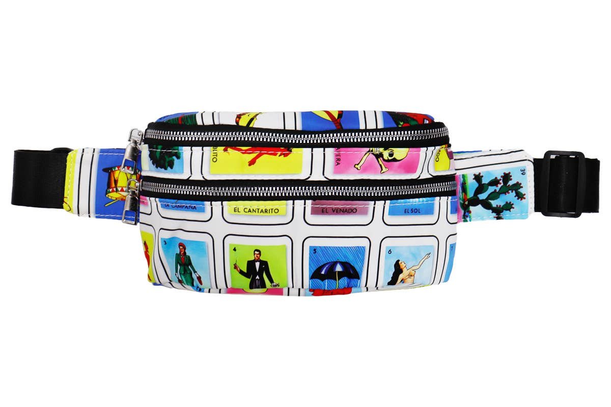 loteria printed pantone colored fanny packs