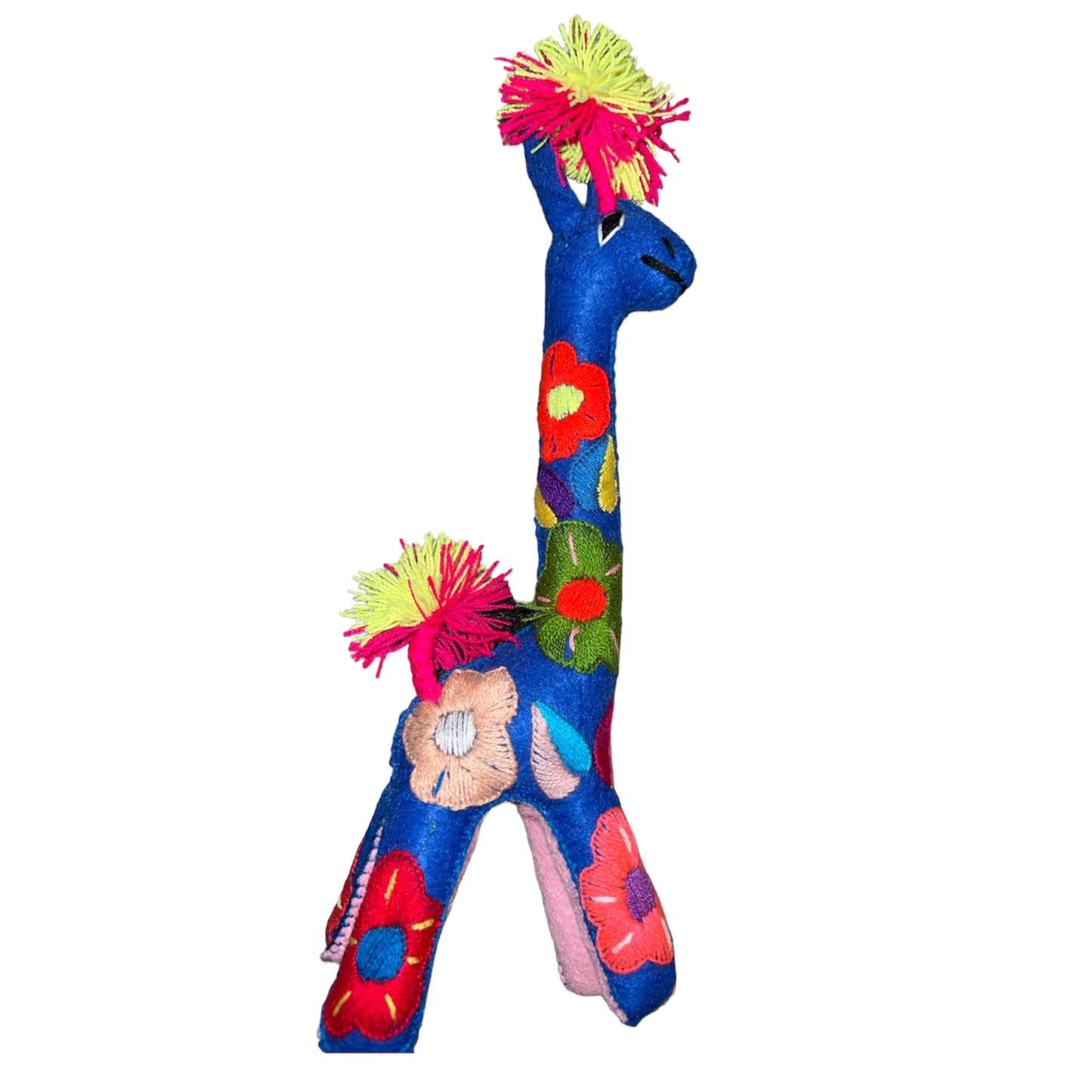 Animalito Green Giraffe with red flowers