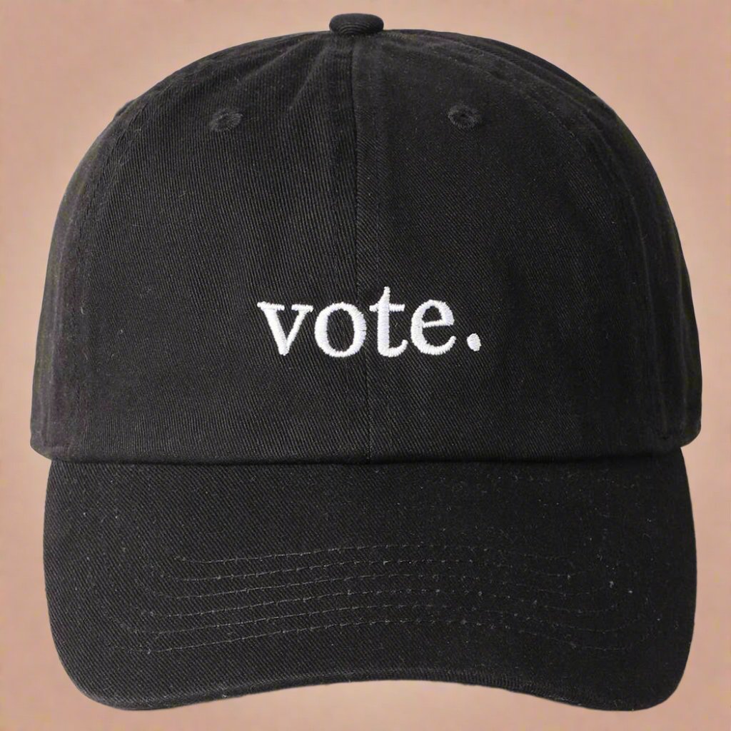 vote black 6 panel dad cap
