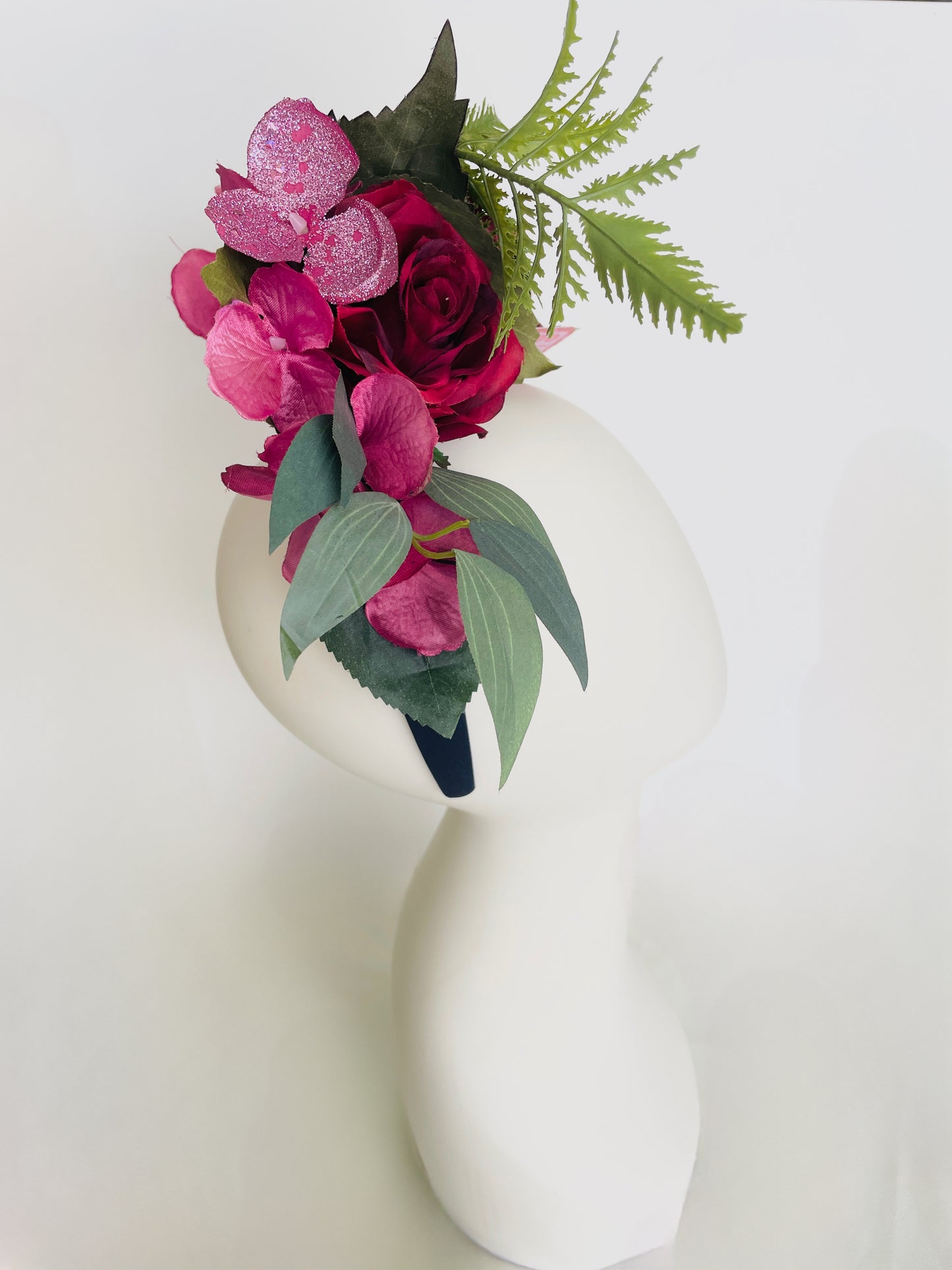 Las Ofrendas One of a Kind Magenta, Red & Pink Frida Kahlo Inspired Flower Crown Headpiece