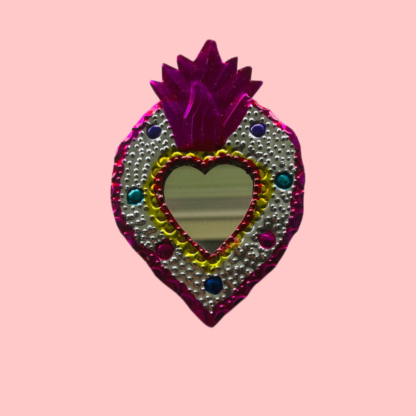 3” Heart Tin Mirror (Multiple Colors Available!) - Las Ofrendas