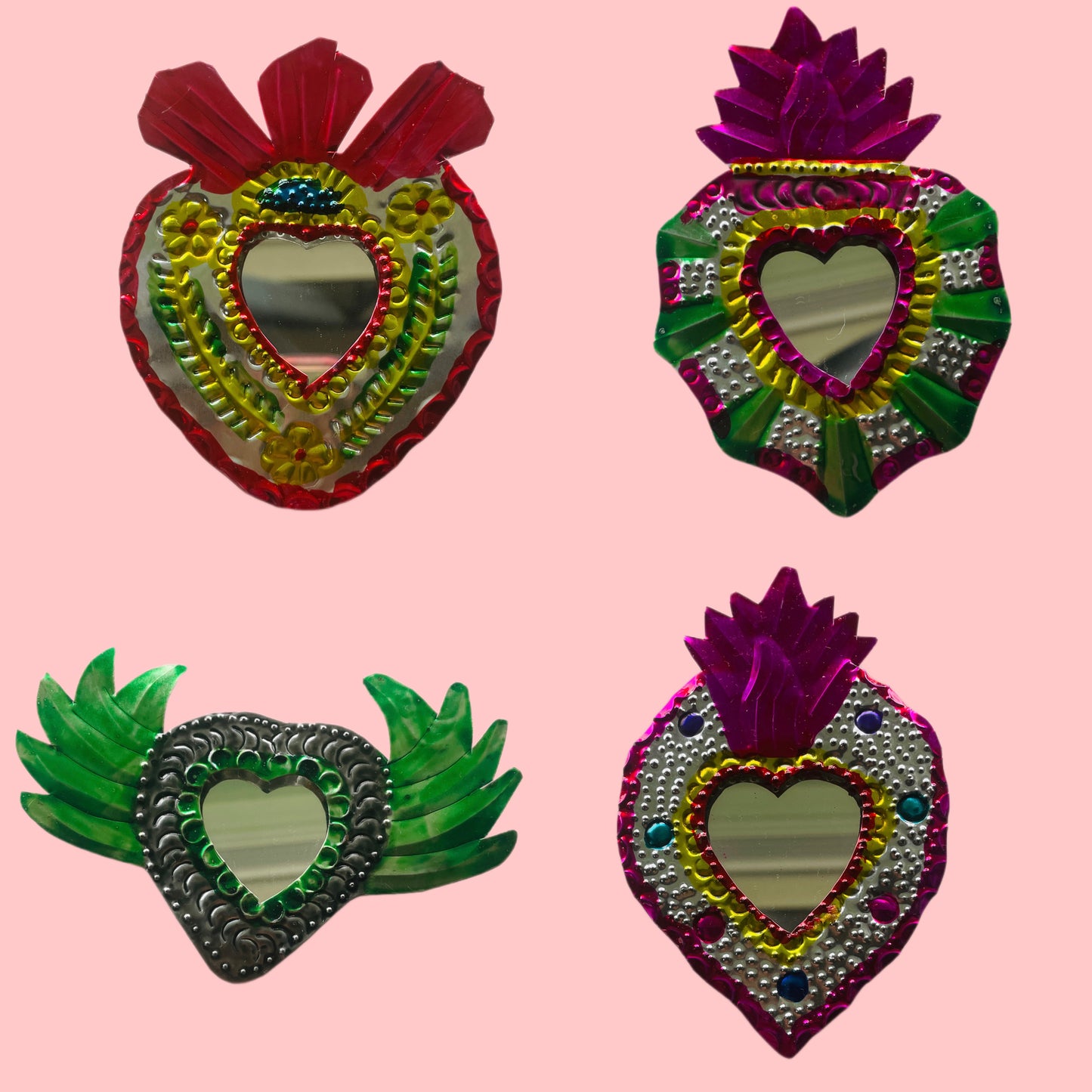 3” Heart Tin Mirror (Multiple Colors Available!) - Las Ofrendas