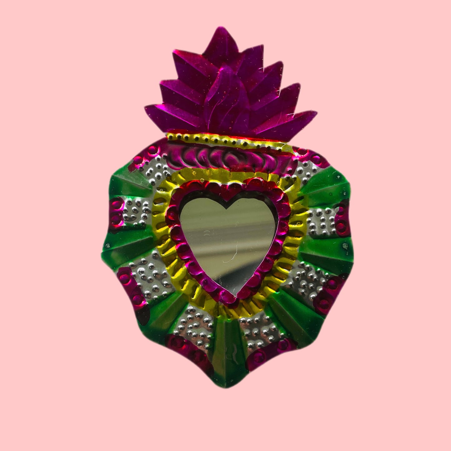 3” Heart Tin Mirror (Multiple Colors Available!) - Las Ofrendas