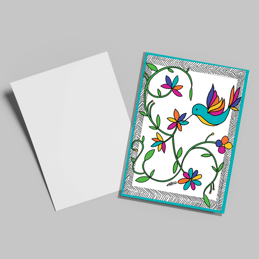 Pájaro Teal Greeting Card - Las Ofrendas 