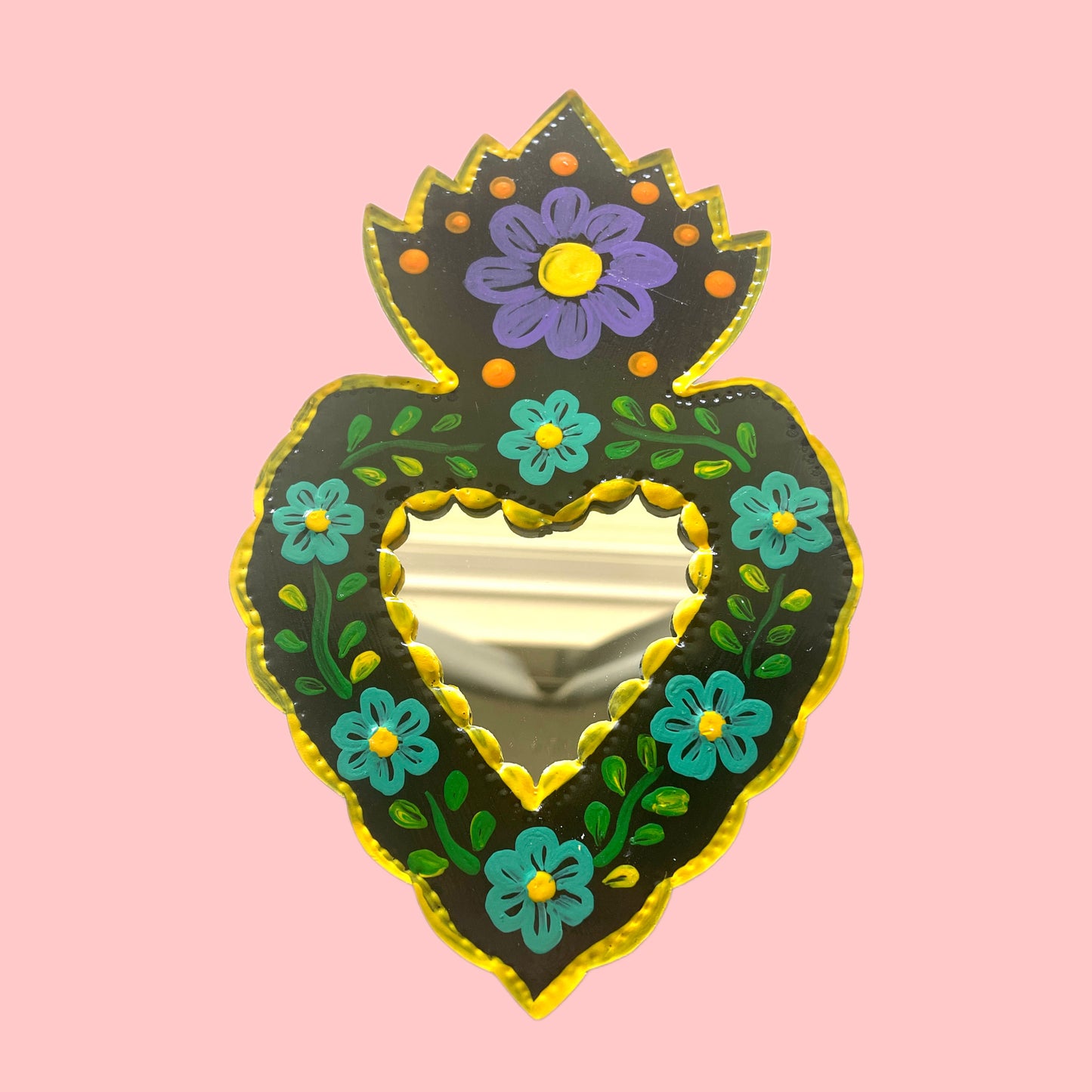 7" Heart Tin Mirror (Multiple Colors Available!) - Las Ofrendas