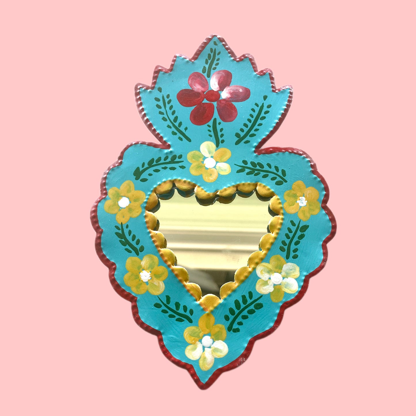 7" Heart Tin Mirror (Multiple Colors Available!) - Las Ofrendas