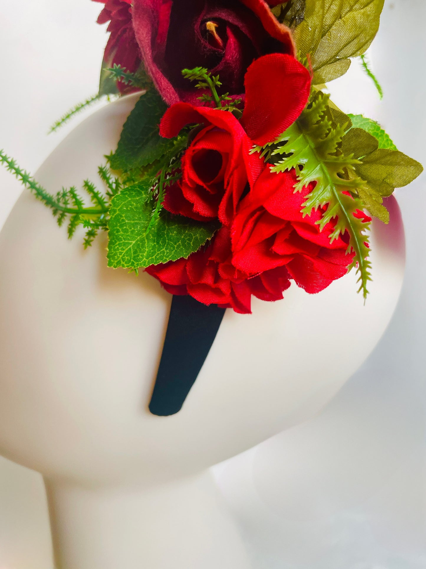 Las Ofrendas One of a Kind Red and Green Frida Kahlo Inspired Flower Crown Headpiece