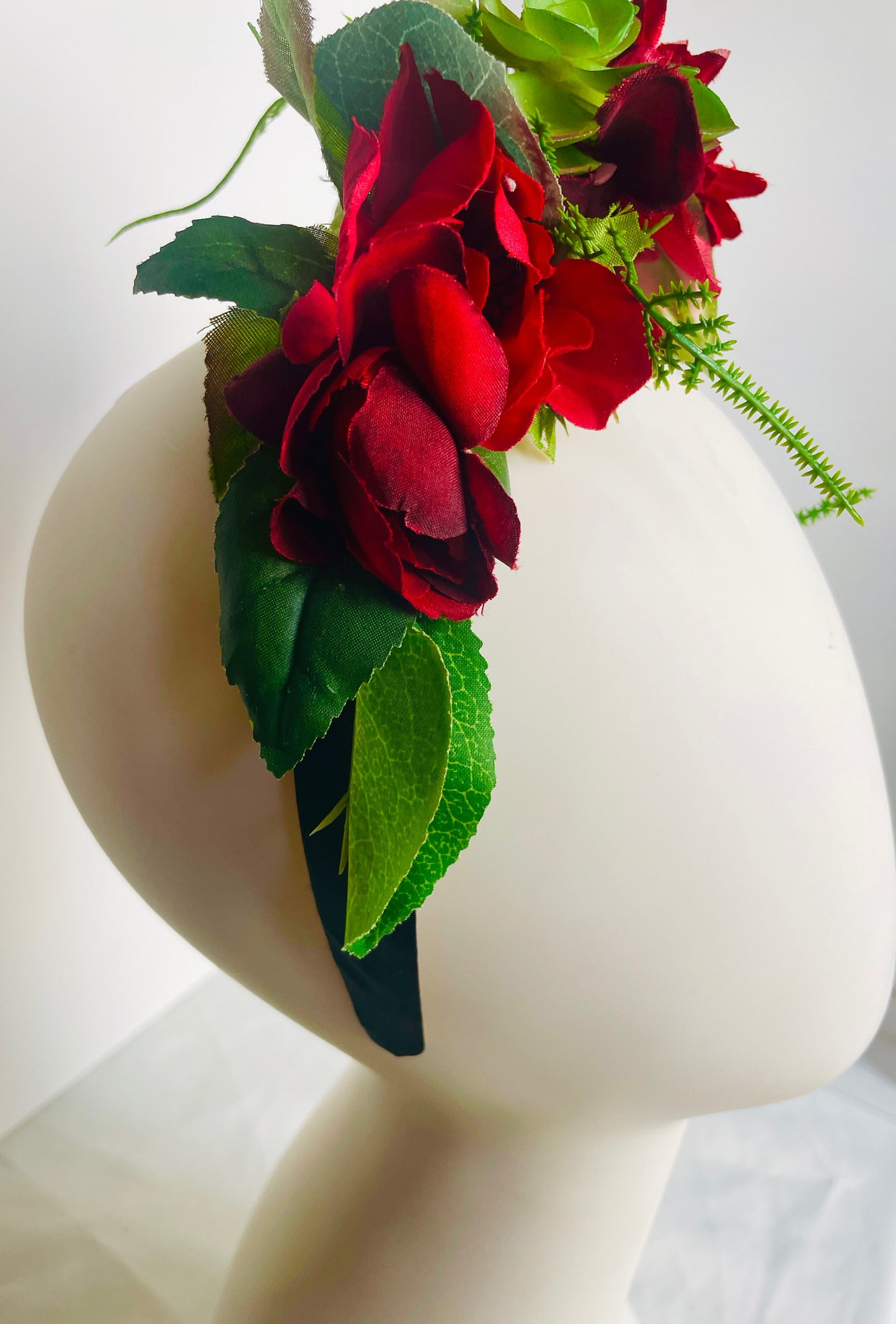 Las Ofrendas One of a Kind Red and Green Frida Kahlo Inspired Flower Crown Headpiece