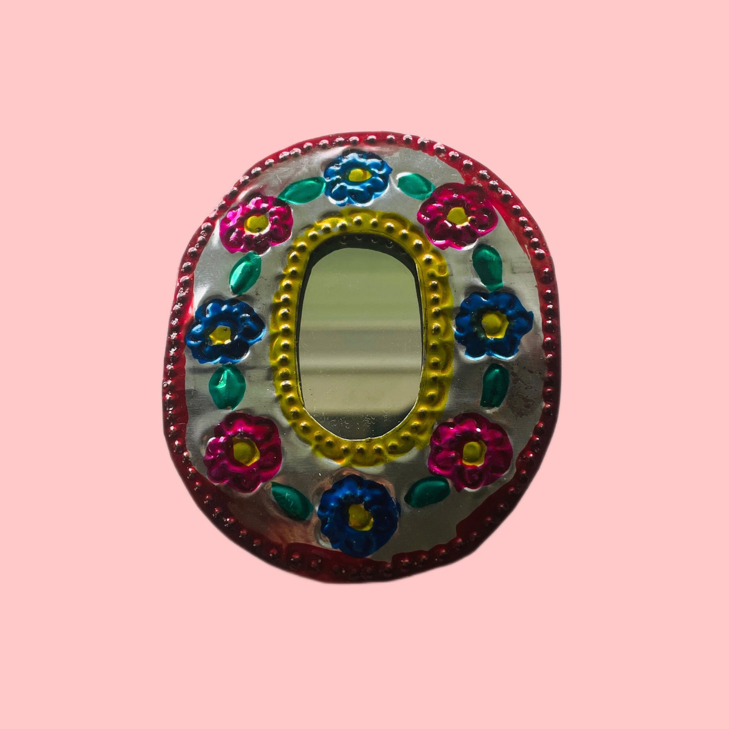 3” Red Tin Mirror - Las Ofrendas