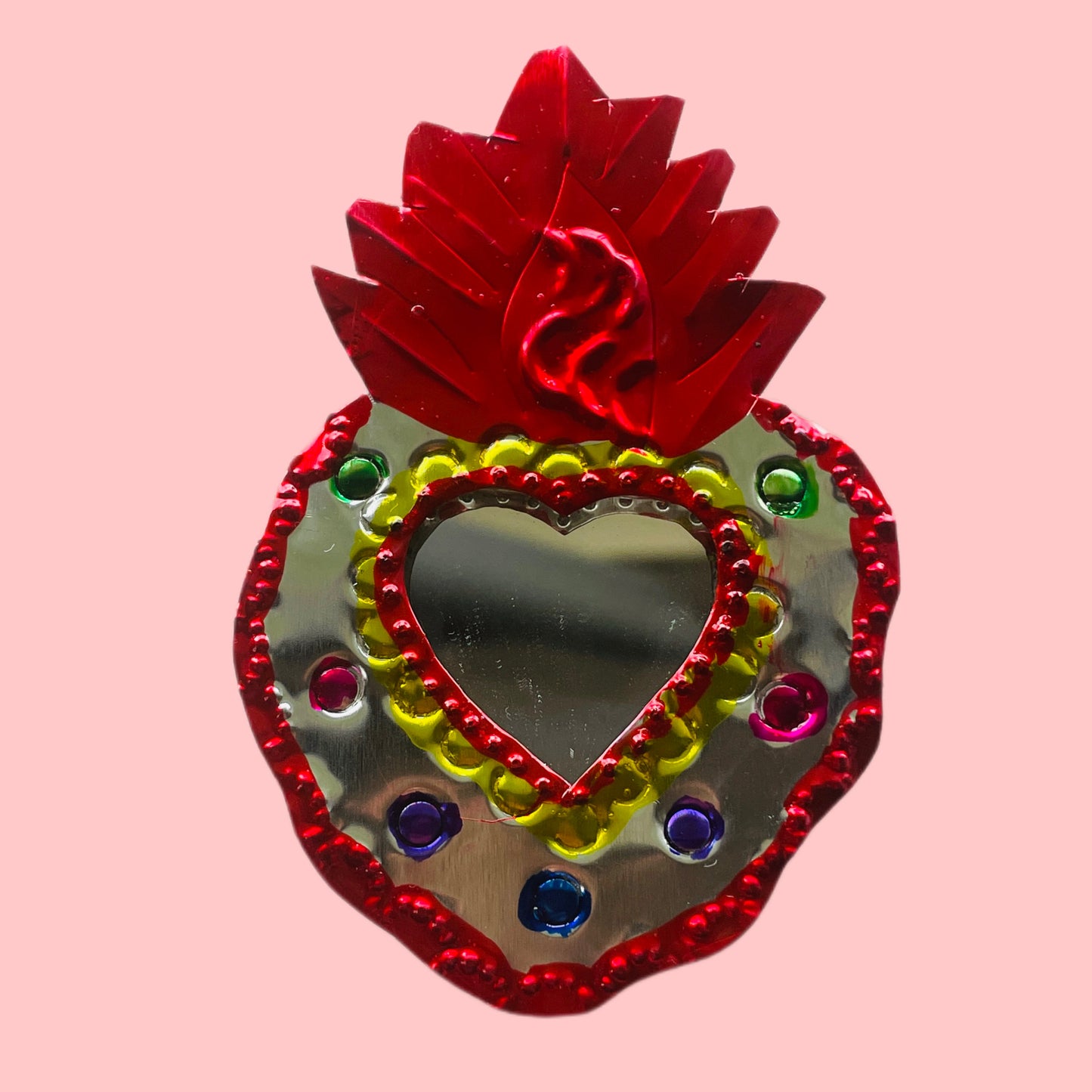 2" Red Heart Tin Mirror