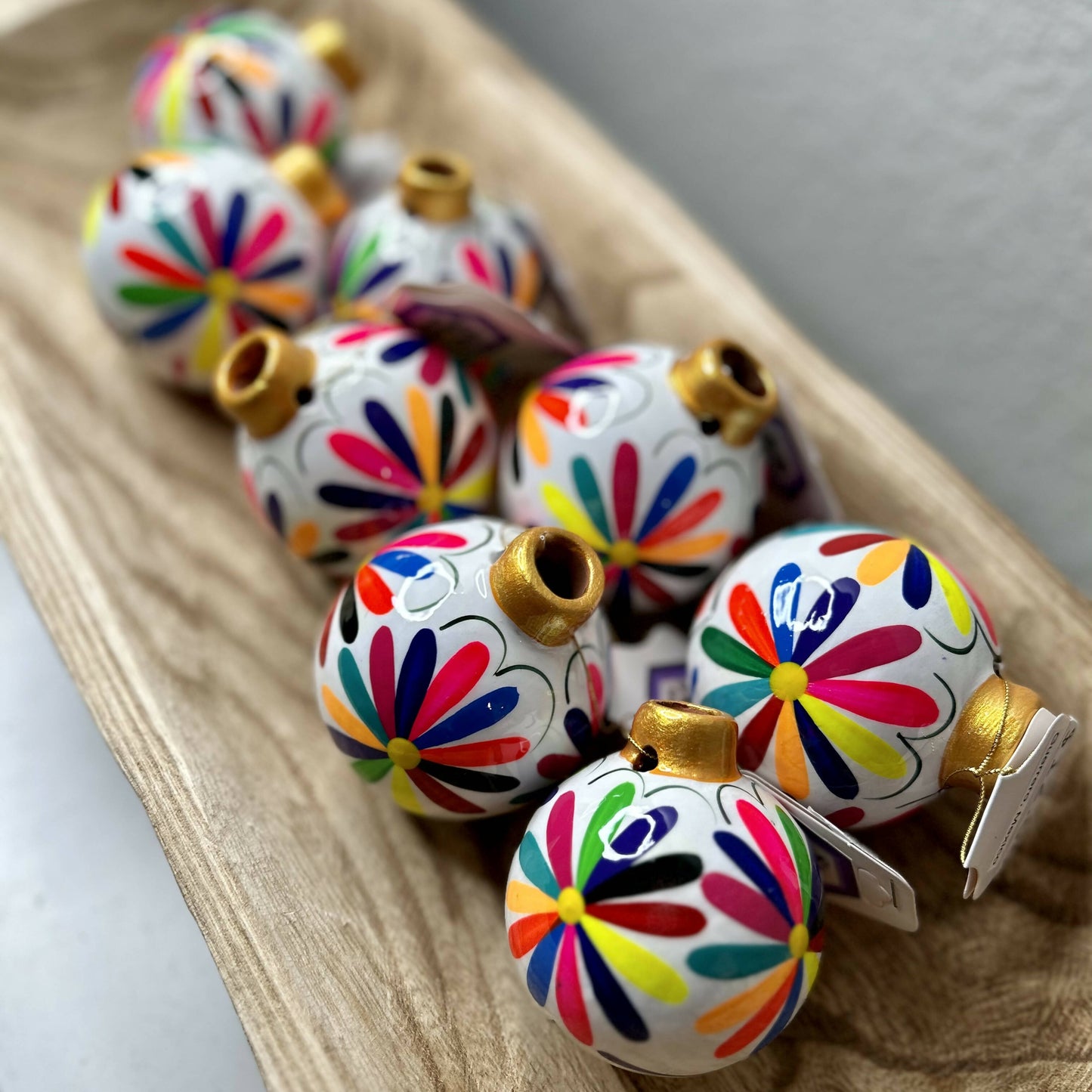 FLORAL BURST MEXICAN CLAY ORNAMENT
