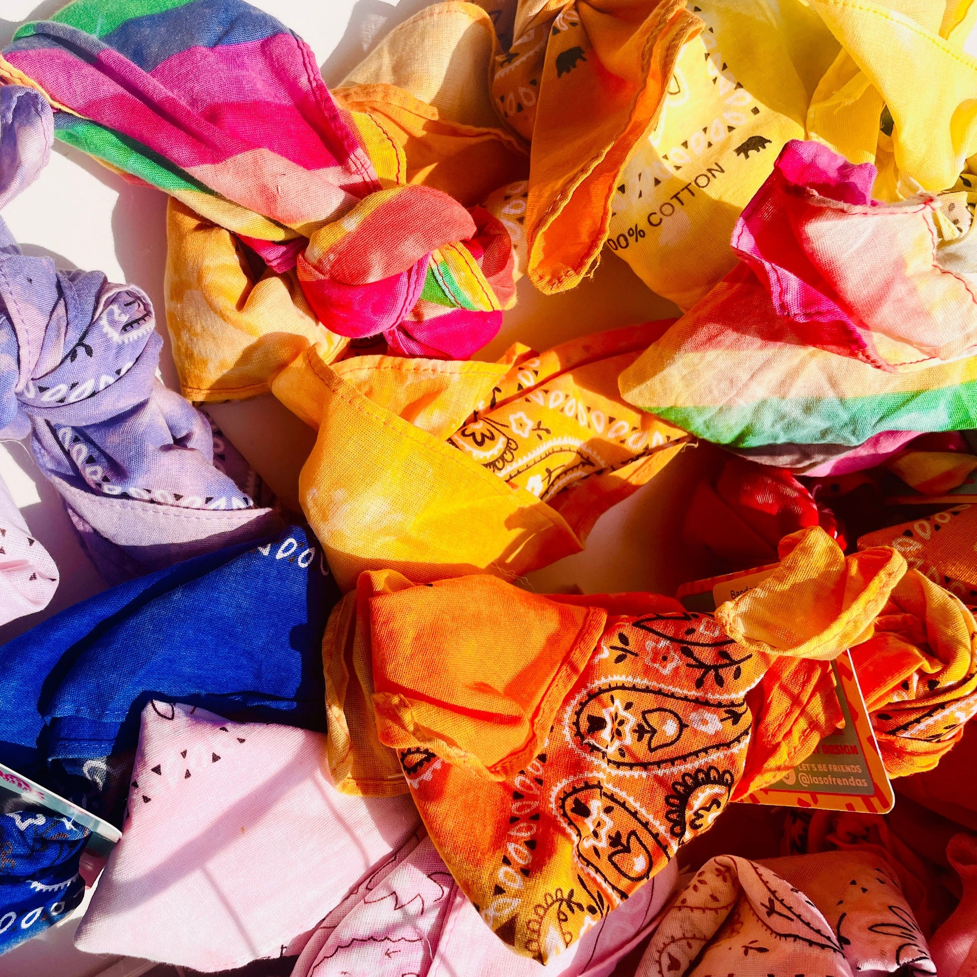 Assorted Hand Color Tie Dye Bandanas - Las Ofrendas