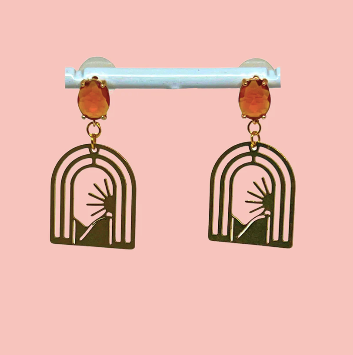 Orange Sunset Arch Earrings