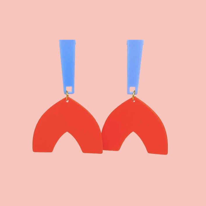 Orange and Lilac Dangle Earrings