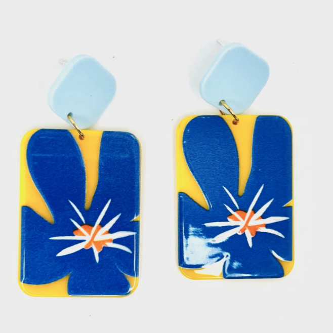Blue Lily Dangle Earrings