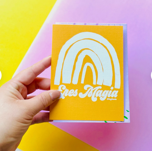 Eres Magia Yellow Rainbow Greeting Card - Las Ofrendas