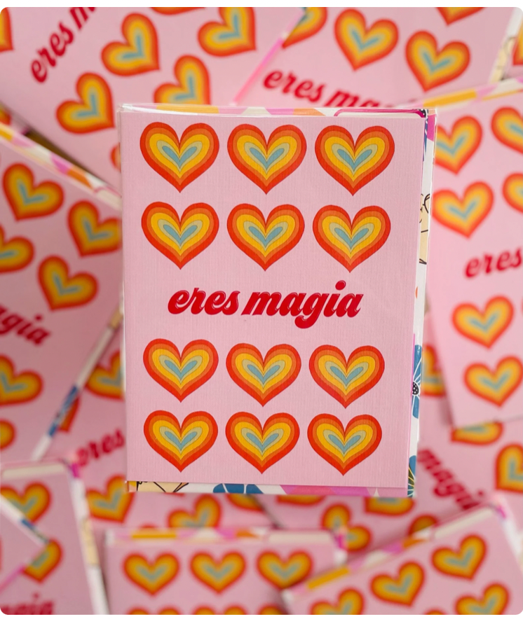 Pink Eres Magia Rainbow Heart Greeting Card - Las Ofrendas