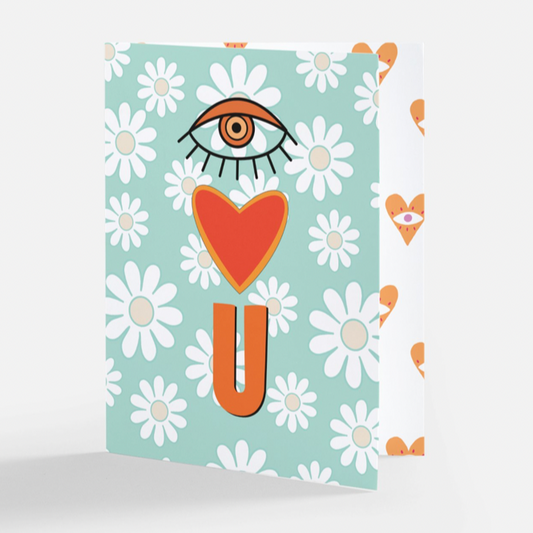 Eye Heart U Retro Style Greeting Card - Las Ofrendas