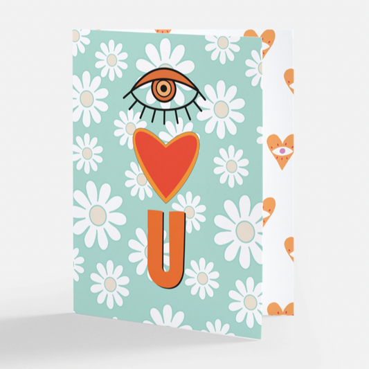 Eye Heart U Retro Style Greeting Card - Las Ofrendas 