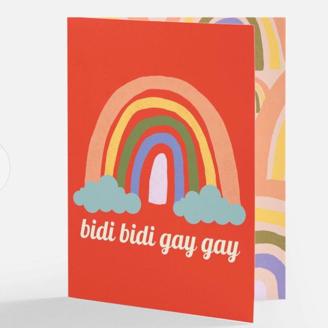 Bidi Bidi Gay Gay Rainbow Cloud Greeting Card - Las Ofrendas