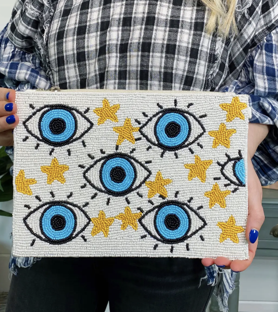 Beaded Design Clutch Crossbody Bag Purse