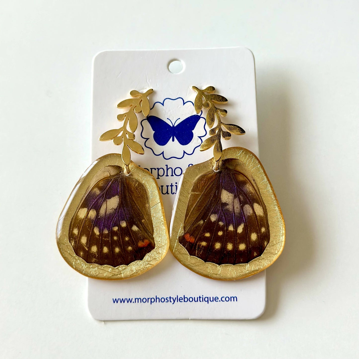 Real Butterfly Earrings - Leaf Post